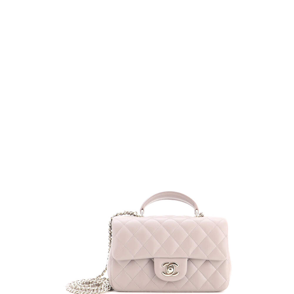 Chanel Mini Classic Single Flap Top Handle Bag Quilted Lambskin
